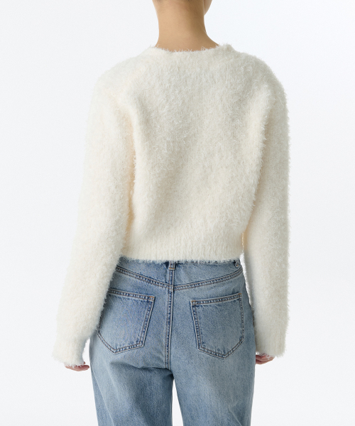 MUSINSA STANDARD WOMAN（ムシンサスタンダードウーマン）の「ウィメンズファージクロップカーディガン[アイボリー]（カーディガン/ボレロ・レディース・その他・LARGE/MEDIUM/SMALL/X-SMALL）」の2枚目の写真