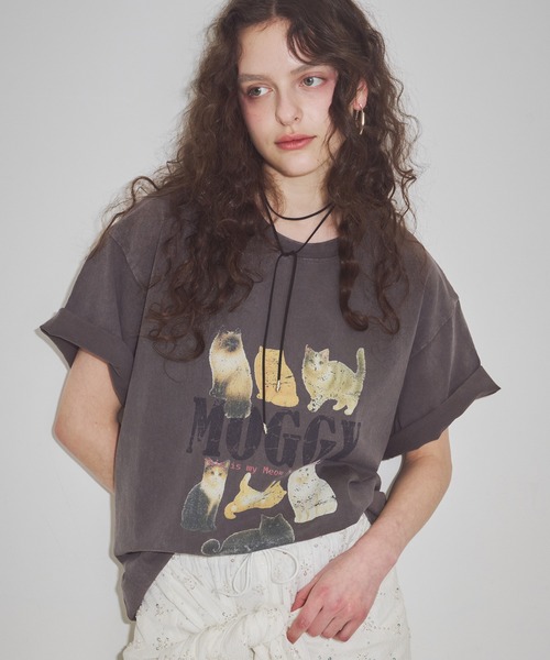 J1U by LA BELLE ETUDE(ジユウバイラベルエチュード)の「MOGGY CAT Tee(Tシャツ/カットソー・レディース・ホワイト/チャコールグレー・0/1)」の5枚目の写真