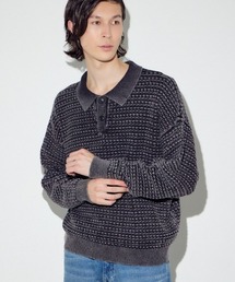 AZUL by moussy | ヴィンテージウォッシュニットポロ(ニット/セーター)