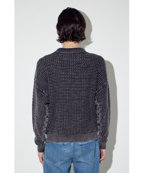 AZUL by moussy(アズールバイマウジー)の「ヴィンテージウォッシュニットポロ(ニット/セーター・メンズ・ブルー/ブラック/グレイッシュベージュ・MEDIUM/LARGE)」の21枚目の写真