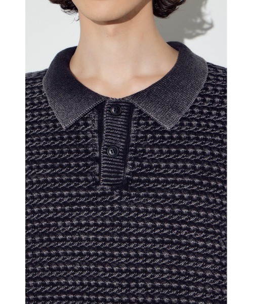 AZUL by moussy(アズールバイマウジー)の「ヴィンテージウォッシュニットポロ(ニット/セーター・メンズ・ブルー/ブラック/グレイッシュベージュ・MEDIUM/LARGE)」の22枚目の写真