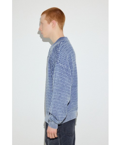 AZUL by moussy(アズールバイマウジー)の「ヴィンテージウォッシュニットポロ(ニット/セーター・メンズ・ブルー/ブラック/グレイッシュベージュ・MEDIUM/LARGE)」の9枚目の写真