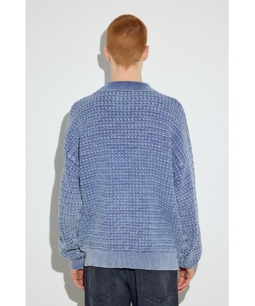 AZUL by moussy(アズールバイマウジー)の「ヴィンテージウォッシュニットポロ(ニット/セーター・メンズ・ブルー/ブラック/グレイッシュベージュ・MEDIUM/LARGE)」の10枚目の写真