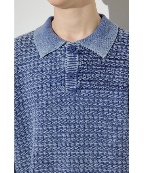AZUL by moussy(アズールバイマウジー)の「ヴィンテージウォッシュニットポロ(ニット/セーター・メンズ・ブルー/ブラック/グレイッシュベージュ・MEDIUM/LARGE)」の11枚目の写真
