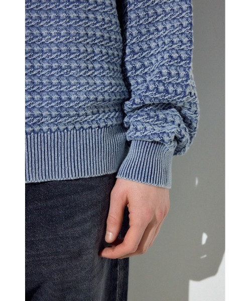 AZUL by moussy(アズールバイマウジー)の「ヴィンテージウォッシュニットポロ(ニット/セーター・メンズ・ブルー/ブラック/グレイッシュベージュ・MEDIUM/LARGE)」の13枚目の写真