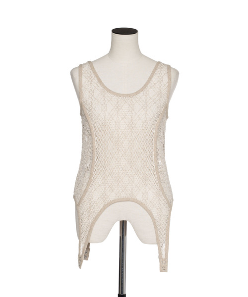 muller of yoshiokubo(ミュラーオブヨシオクボ)の「muller of yoshiokubo ミュラーオブヨシオクボ / SPIDERWEB BODY SUIT スパイダーウェブタンクトップ ボディスーツ / MLS26210(タンクトップ・レディース・ホワイト/ベージュ/ブラック・36/38)」の3枚目の写真