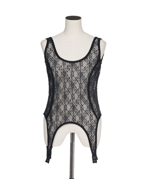 muller of yoshiokubo(ミュラーオブヨシオクボ)の「muller of yoshiokubo ミュラーオブヨシオクボ / SPIDERWEB BODY SUIT スパイダーウェブタンクトップ ボディスーツ / MLS26210(タンクトップ・レディース・ホワイト/ベージュ/ブラック・36/38)」の8枚目の写真