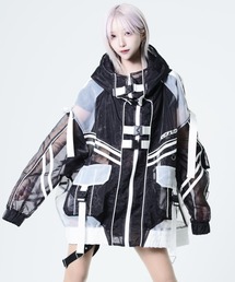 REFLEM（レフレム）の「『REFLEM INDUSTRY/レフレム インダストリー』SPECTRA SHELL HIGH-NECK HOODIE/サイバー切替シアーハイネックパーカー（パーカー）」