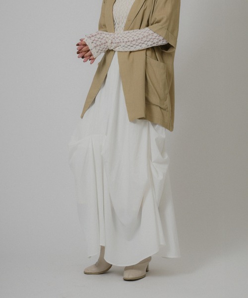 Floran（フローラン）の「ランダムタックスカート（スカート・レディース・オフホワイト/ブラック/ベージュ・FREE）」の11枚目の写真