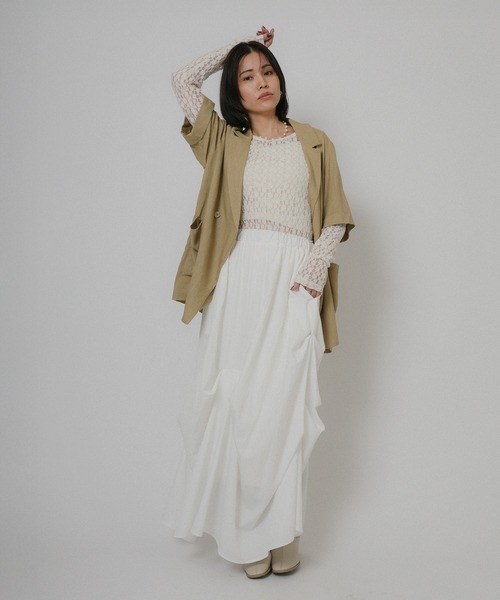 Floran（フローラン）の「ランダムタックスカート（スカート・レディース・オフホワイト/ブラック/ベージュ・FREE）」の12枚目の写真