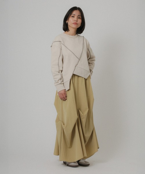 Floran（フローラン）の「ランダムタックスカート（スカート・レディース・オフホワイト/ブラック/ベージュ・FREE）」の18枚目の写真