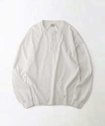 VINTAGE HENLEY NECK LONG SLEEVE TEE_OFF WHITE