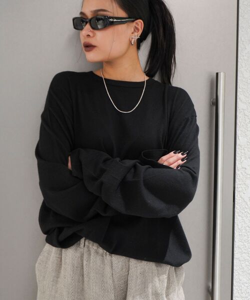 extreme cashmere(エクストリーム カシミヤ)の「EXTREME CASHMERE/エクストリーム カシミア n452 ROCK(ニット/セーター・メンズ・カーキ/ブラック/ネイビー/グレー・FREE)」の6枚目の写真
