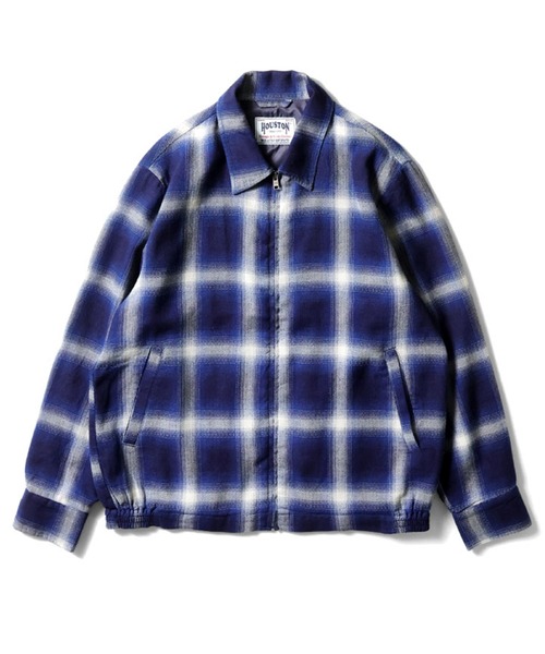 HOUSTON(ヒューストン)の「HOUSTON ヒューストン INDIGO OMBRE HBT JACKET インディゴ オンブレーチェック ヘリンボーン ツイルジャケット(ブルゾン・メンズ・ネイビー/ブルー・XL/L/M)」の3枚目の写真