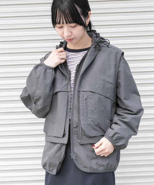 EKAL（エカル）の「『撥水/UVカット/UR TECH』ナイロンタッサー ベスト（ベスト・レディース・グレー/ネイビー・ONE）」の19枚目の写真