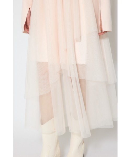 rienda(リエンダ)の「ショルダーリボンチュールニットワンピース 春服(ワンピース・レディース・ホワイト/ピンク/マルチ・FREE)」の16枚目の写真