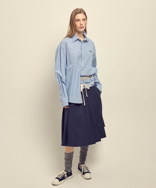 Mardi Mercredi(マルディメクルディ)の「COTTON SHIRT CHECK LOGO / コットン シャツ チェック ロゴ(シャツ/ブラウス・レディース・ネイビー/ブルー・FREE)」の17枚目の写真