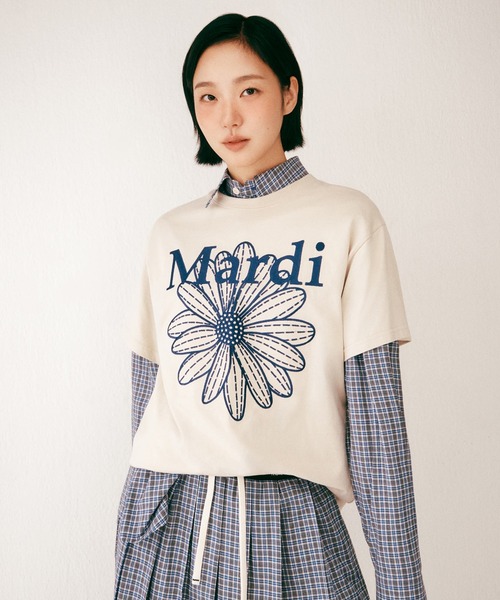 Mardi Mercredi(マルディメクルディ)の「COTTON SHIRT CHECK LOGO / コットン シャツ チェック ロゴ(シャツ/ブラウス・レディース・ネイビー/ブルー・FREE)」の5枚目の写真