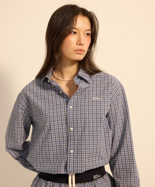Mardi Mercredi(マルディメクルディ)の「COTTON SHIRT CHECK LOGO / コットン シャツ チェック ロゴ(シャツ/ブラウス・レディース・ネイビー/ブルー・FREE)」の7枚目の写真