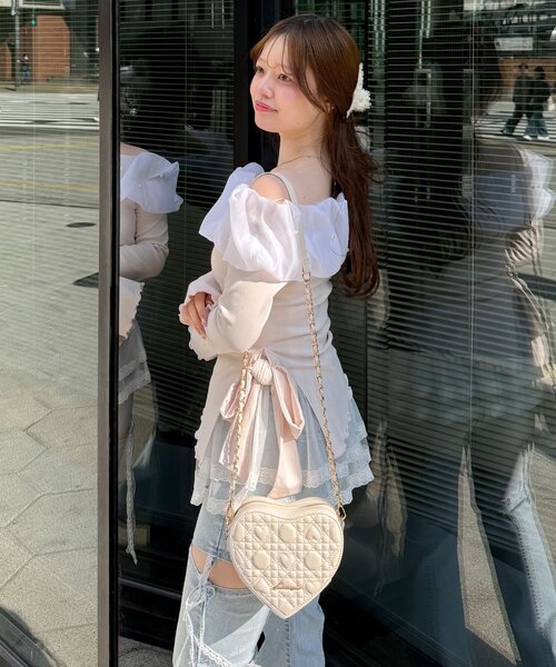 OLIVE des OLIVE(オリーブデオリーブ)の「【インフルエンサー企画】yui ちゅるふわレイヤードインナー(キャミソール・レディース・オフホワイト・FREE)」の5枚目の写真