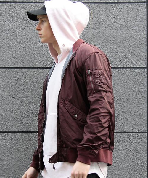 MONKEY TIME(モンキータイム)の「<monkey time>∴ ナイロン ボンディング L-2ジャケット◆(ブルゾン・メンズ・ブラック/オリーブ/ワインレッド・LARGE/MEDIUM/SMALL/X-LARGE)」の3枚目の写真