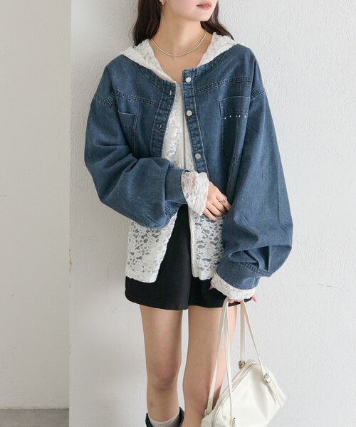 mystic（ミスティック）の「スタッズデニムシャツジャケット（デニムジャケット・レディース・ブルー/ネイビー・FREE）」の13枚目の写真