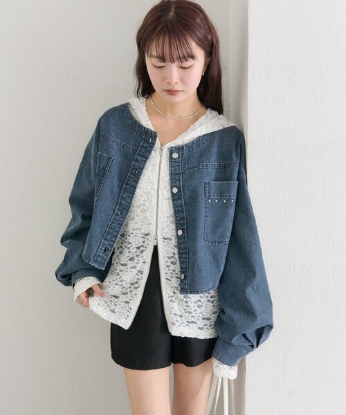 mystic（ミスティック）の「スタッズデニムシャツジャケット（デニムジャケット・レディース・ブルー/ネイビー・FREE）」の14枚目の写真