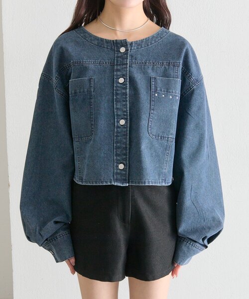 mystic（ミスティック）の「スタッズデニムシャツジャケット（デニムジャケット・レディース・ブルー/ネイビー・FREE）」の15枚目の写真