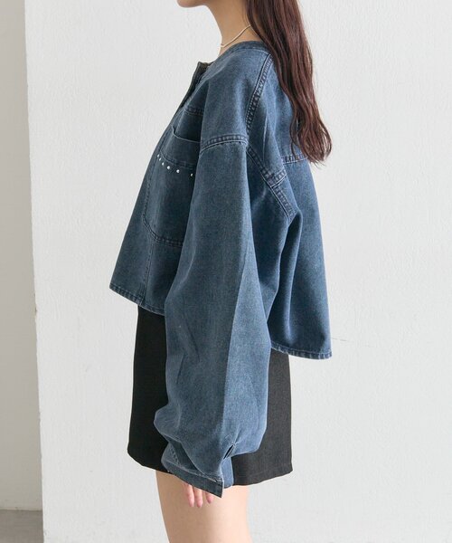 mystic（ミスティック）の「スタッズデニムシャツジャケット（デニムジャケット・レディース・ブルー/ネイビー・FREE）」の16枚目の写真