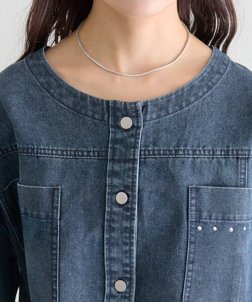 mystic（ミスティック）の「スタッズデニムシャツジャケット（デニムジャケット・レディース・ブルー/ネイビー・FREE）」の18枚目の写真