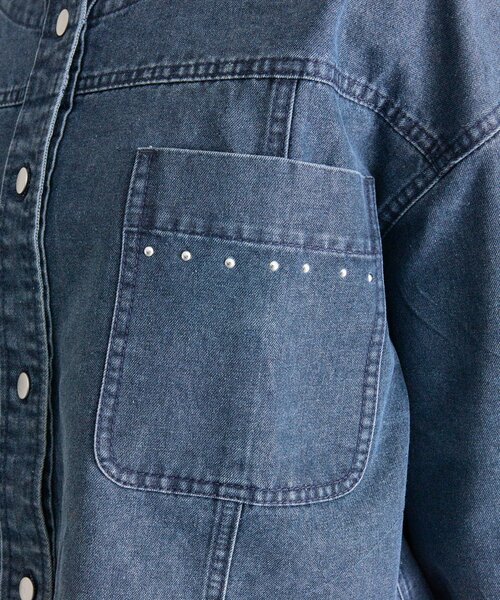 mystic（ミスティック）の「スタッズデニムシャツジャケット（デニムジャケット・レディース・ブルー/ネイビー・FREE）」の20枚目の写真