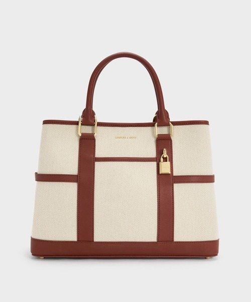 CHARLES & KEITH(チャールズ & キース)の「Scottieスコッティーキャンバストートバッグ(トートバッグ・レディース・レンガ・L)」の4枚目の写真