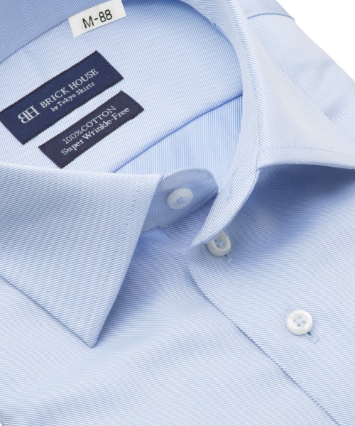TOKYO SHIRTS（トウキョウシャツ）の「【超形態安定】 形態安定ノンアイロン ワイド 長袖ビジネスワイシャツ（大きいサイズ・長いサイズ）（ビジネスシャツ・メンズ・ブルー・首回り39cm-裄丈88cm/首回り41cm-裄丈90cm/首回り42cm-裄丈90cm/首回り43cm-裄丈90cm/首回り45cm-裄丈82cm/首回り45cm-裄丈86cm/首回り45cm-裄丈90cm/首回り47cm-裄丈86cm/首回り47cm-裄丈90cm）」の2枚目の写真