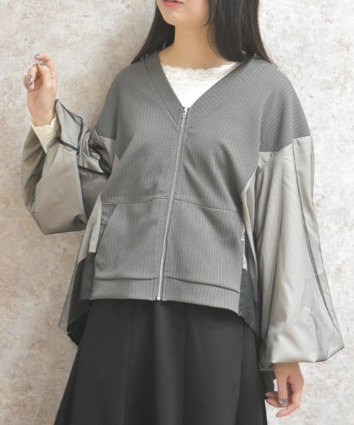 axes femme（アクシーズファム）の「チュール切替カーデ（カーディガン/ボレロ・レディース・キナリ/チャコール・FREE）」の3枚目の写真