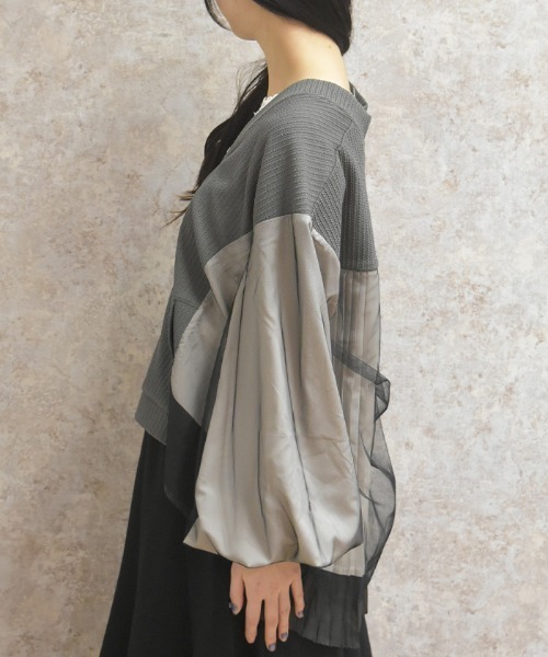 axes femme（アクシーズファム）の「チュール切替カーデ（カーディガン/ボレロ・レディース・キナリ/チャコール・FREE）」の4枚目の写真