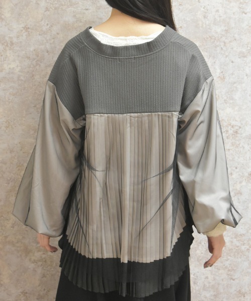 axes femme（アクシーズファム）の「チュール切替カーデ（カーディガン/ボレロ・レディース・キナリ/チャコール・FREE）」の5枚目の写真