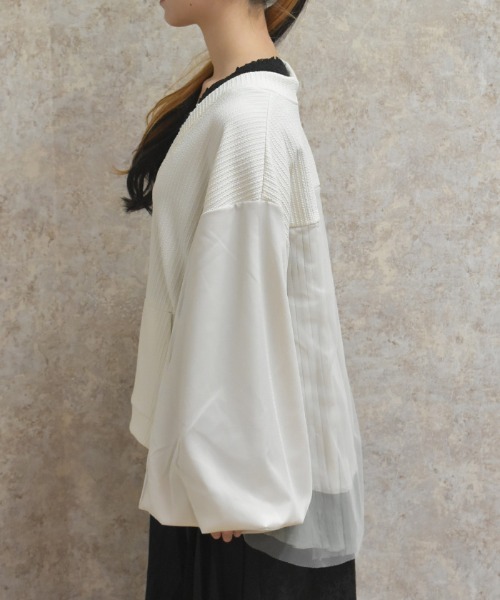 axes femme（アクシーズファム）の「チュール切替カーデ（カーディガン/ボレロ・レディース・キナリ/チャコール・FREE）」の6枚目の写真