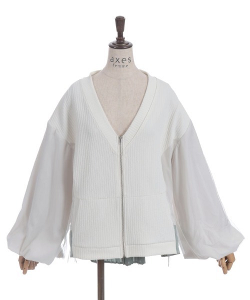 axes femme（アクシーズファム）の「チュール切替カーデ（カーディガン/ボレロ・レディース・キナリ/チャコール・FREE）」の9枚目の写真
