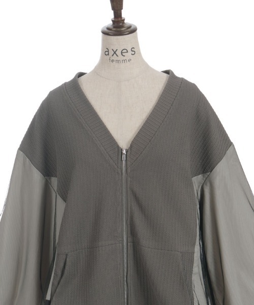 axes femme（アクシーズファム）の「チュール切替カーデ（カーディガン/ボレロ・レディース・キナリ/チャコール・FREE）」の20枚目の写真