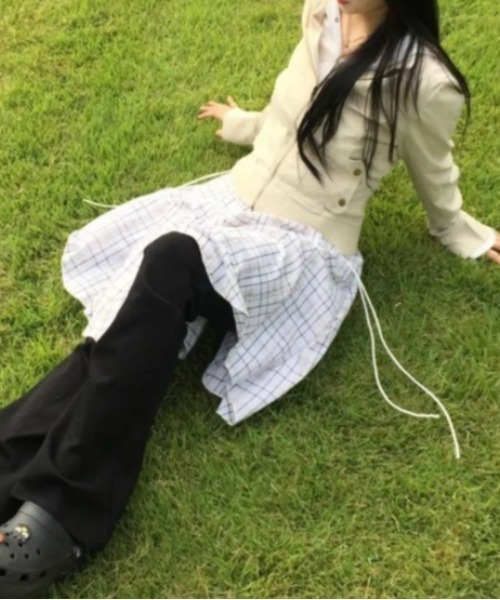 sorule(ソルレ)の「チェックフレアミニスカート(スカート・レディース・ブラック/ホワイト・FREE)」の6枚目の写真