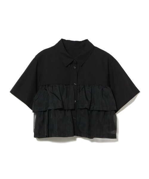Ray BEAMS（レイビームス）の「【7/31値下げ】シアー ティアード ハーフスリーブ シャツ　　26SS ショート丈 半袖シャツ 通勤 通学 オフィスカジュアル  フリルシャツ 洗える（シャツ/ブラウス・レディース・ホワイト/サックスブルー/ブラック・ONE SIZE）」の15枚目の写真