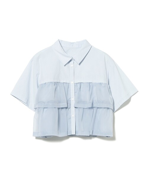 Ray BEAMS（レイビームス）の「【7/31値下げ】シアー ティアード ハーフスリーブ シャツ　　26SS ショート丈 半袖シャツ 通勤 通学 オフィスカジュアル  フリルシャツ 洗える（シャツ/ブラウス・レディース・ホワイト/サックスブルー/ブラック・ONE SIZE）」の18枚目の写真