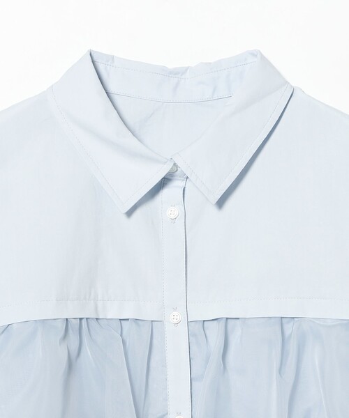 Ray BEAMS（レイビームス）の「【7/31値下げ】シアー ティアード ハーフスリーブ シャツ　　26SS ショート丈 半袖シャツ 通勤 通学 オフィスカジュアル  フリルシャツ 洗える（シャツ/ブラウス・レディース・ホワイト/サックスブルー/ブラック・ONE SIZE）」の7枚目の写真