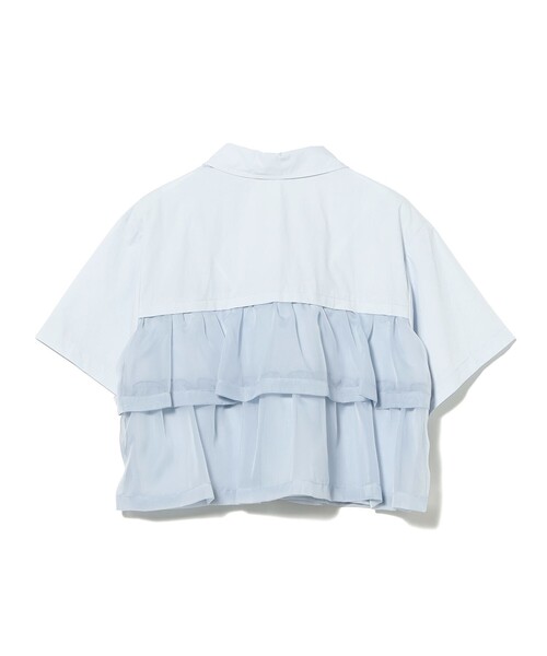 Ray BEAMS（レイビームス）の「【7/31値下げ】シアー ティアード ハーフスリーブ シャツ　　26SS ショート丈 半袖シャツ 通勤 通学 オフィスカジュアル  フリルシャツ 洗える（シャツ/ブラウス・レディース・ホワイト/サックスブルー/ブラック・ONE SIZE）」の9枚目の写真