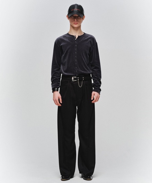 Jieda(ジエダ)の「VELOR SNAP CARDIGAN(カーディガン/ボレロ・メンズ・ストライプ/ブラウン/ブラック・2/1)」の14枚目の写真