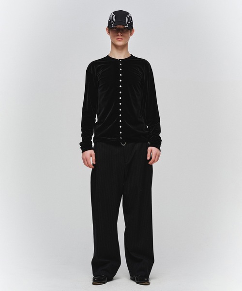 Jieda(ジエダ)の「VELOR SNAP CARDIGAN(カーディガン/ボレロ・メンズ・ストライプ/ブラウン/ブラック・2/1)」の16枚目の写真