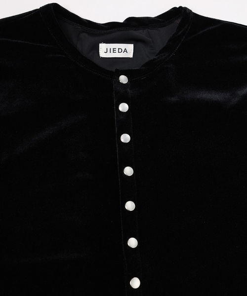 Jieda(ジエダ)の「VELOR SNAP CARDIGAN(カーディガン/ボレロ・メンズ・ストライプ/ブラウン/ブラック・2/1)」の5枚目の写真