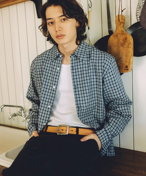 Bleme(ブレム)の「コンパクト 短丈 チェックシャツ(シャツ/ブラウス・メンズ・ブルー/レッド/ホワイト・XL/L/M/S)」の2枚目の写真