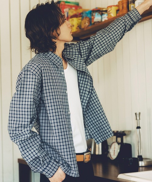 Bleme(ブレム)の「コンパクト 短丈 チェックシャツ(シャツ/ブラウス・メンズ・ブルー/レッド/ホワイト・XL/L/M/S)」の18枚目の写真