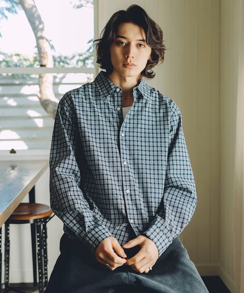 Bleme(ブレム)の「コンパクト 短丈 チェックシャツ(シャツ/ブラウス・メンズ・ブルー/レッド/ホワイト・XL/L/M/S)」の20枚目の写真